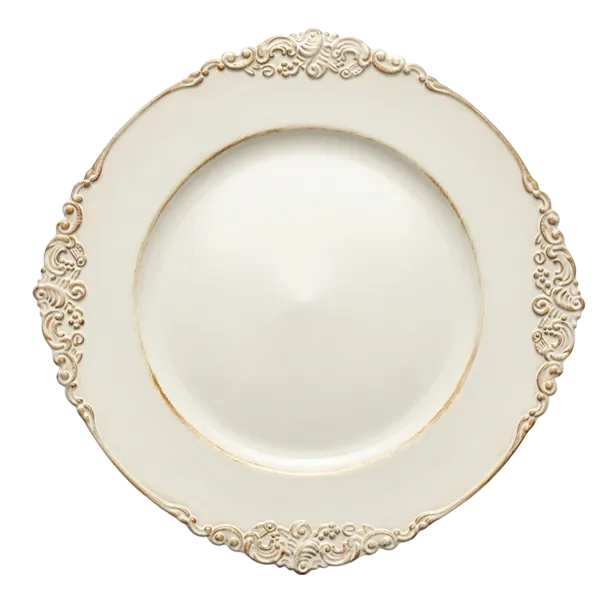 Bajo plato flor vintage beige